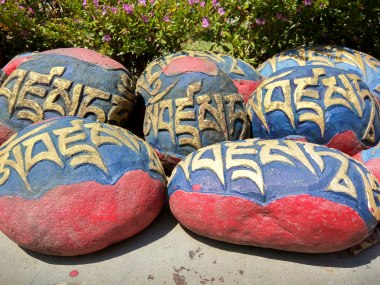 Coloured rocks at Chokling Monastery, Bir